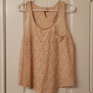 Lace cream razor back summer top